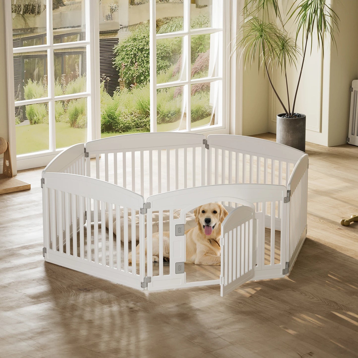 JHK Plastic Dog Playpen Expandable Indoor Outdoor Fence