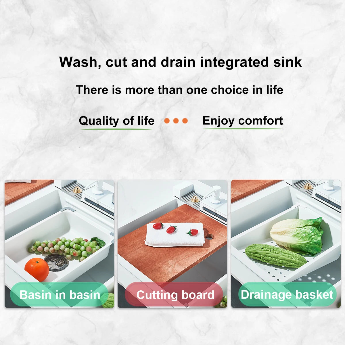 Stainless Steel Kitchen Sink With Double Waterfall Faucet And Digital Display