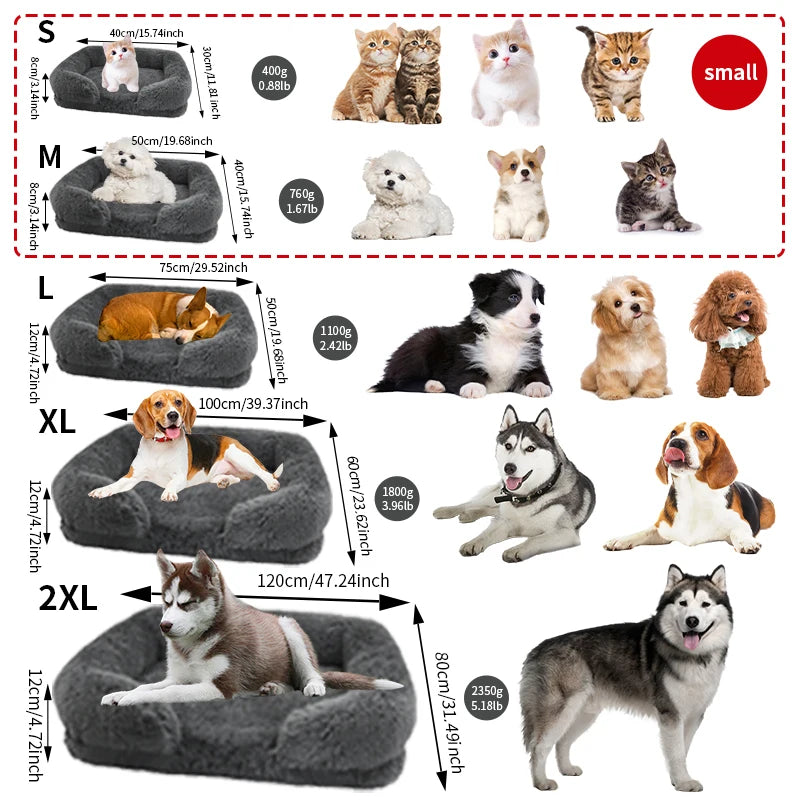 Orthopedic Thickened Dog Bed With Removable Plush Cover