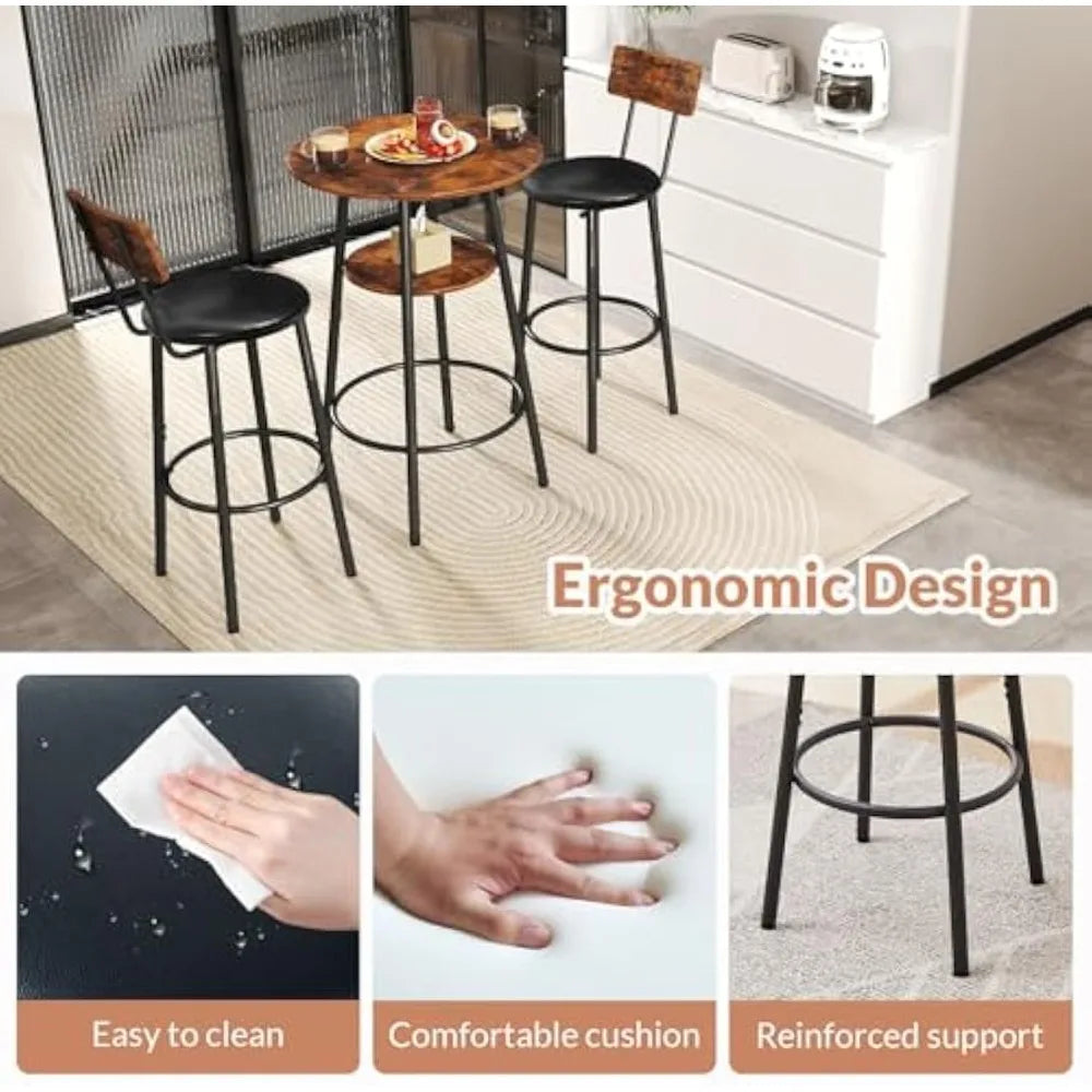 Dafify 3 Piece Round Bar Table and Chair Set