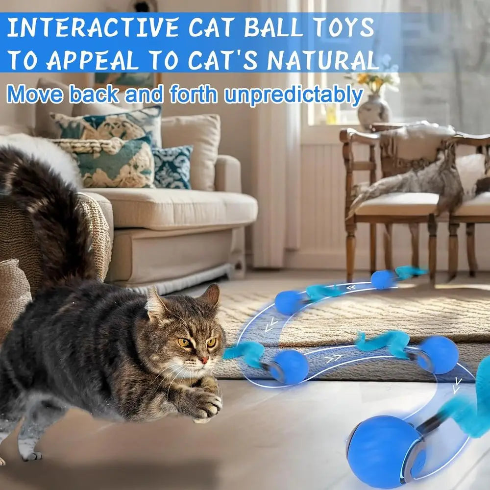 Interactive Cat Toy Ball With 3 Tails And Dual Speeds