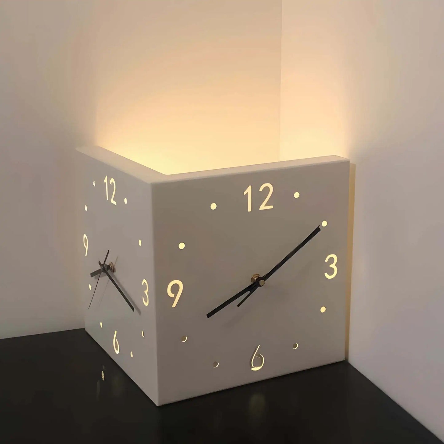Corner Modern Luminous Double Sided Wall Clock Quartz Mute