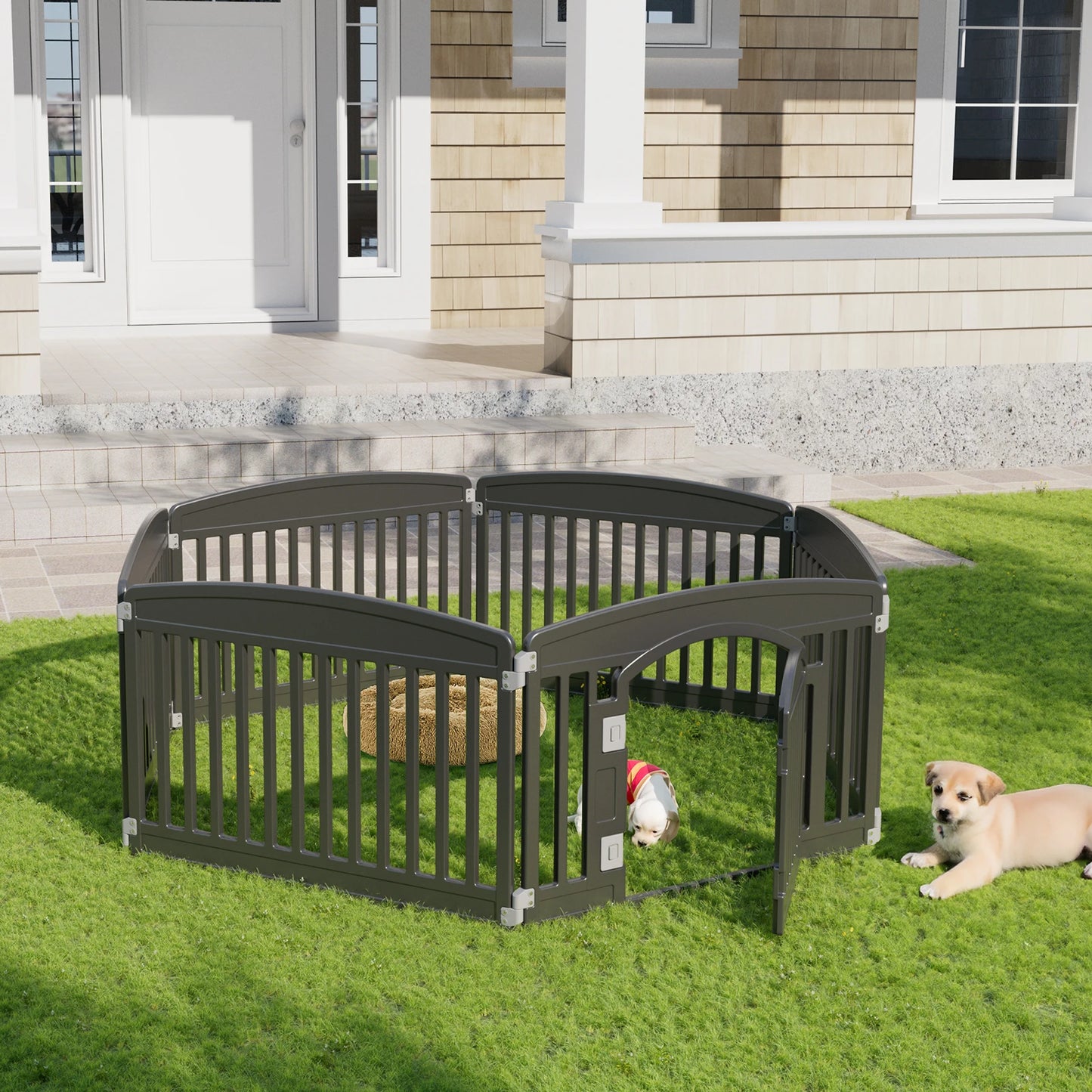 JHK Plastic Dog Playpen Expandable Indoor Outdoor Fence