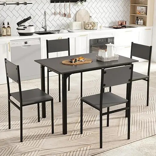 MKDK Dining Table Set For 4 Metal Frame Space Saving