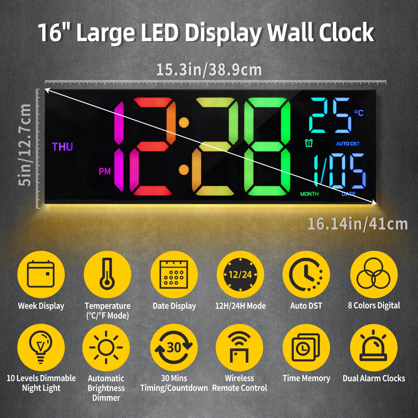 Hign Concerned Digital Wall Clock With Remote Temperature