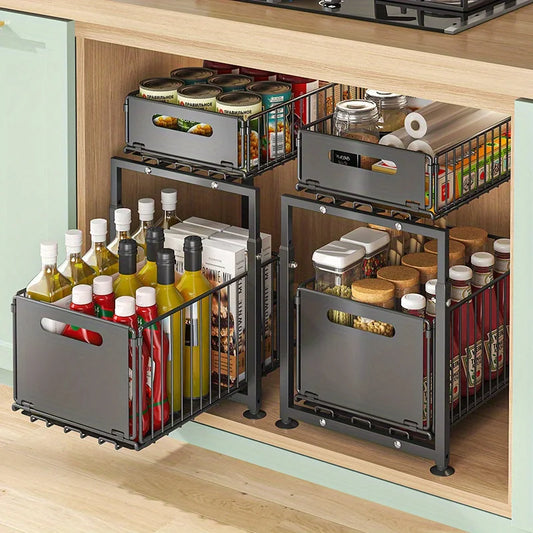 AEHOME Two Tier Slide Out Cabinet Organizer Under Sink