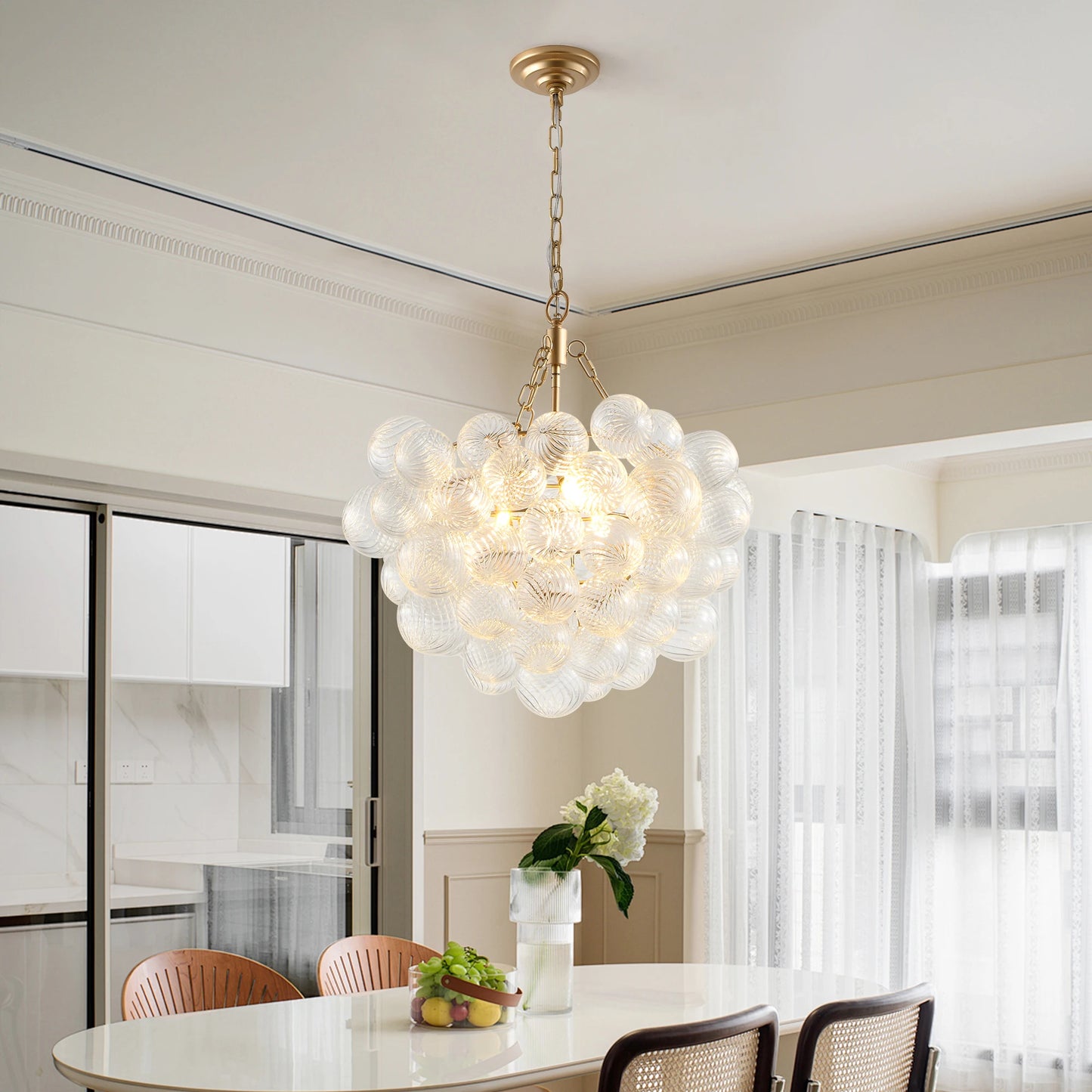 ARLGSITE Pendant Light Chandelier With Glass Globe