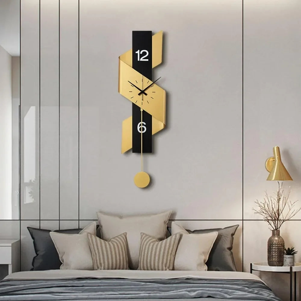 Display Modern Wall Clock With Pendulum Iron Construction