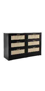 Rattan Dresser With Six Drawers Modern Wood Storage Chest