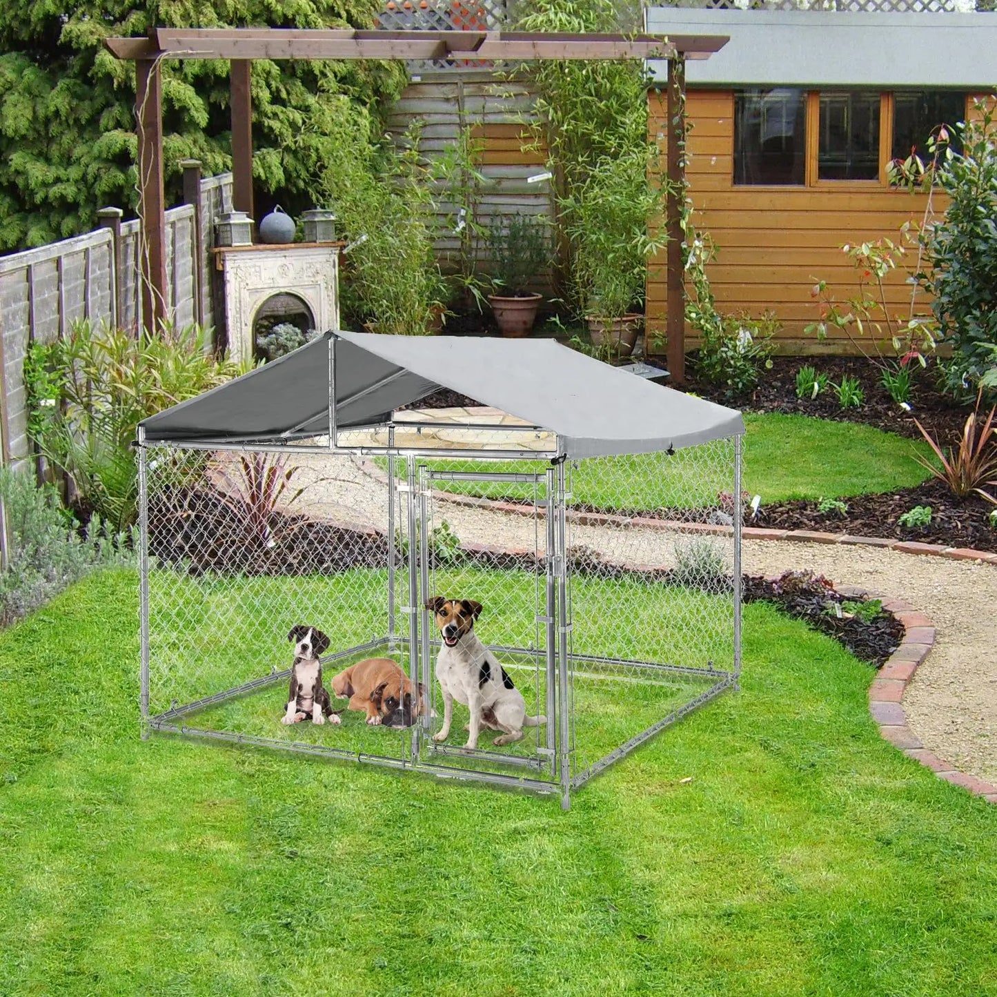 HiMISS Heavy Duty Metal Dog Kennel With Waterproof UV Cover