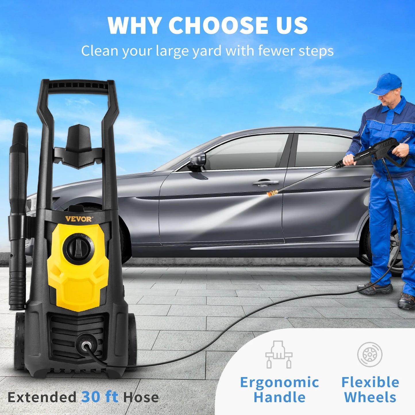 Vevor 1500W High Pressure Car Washer 2000 PSI Portable