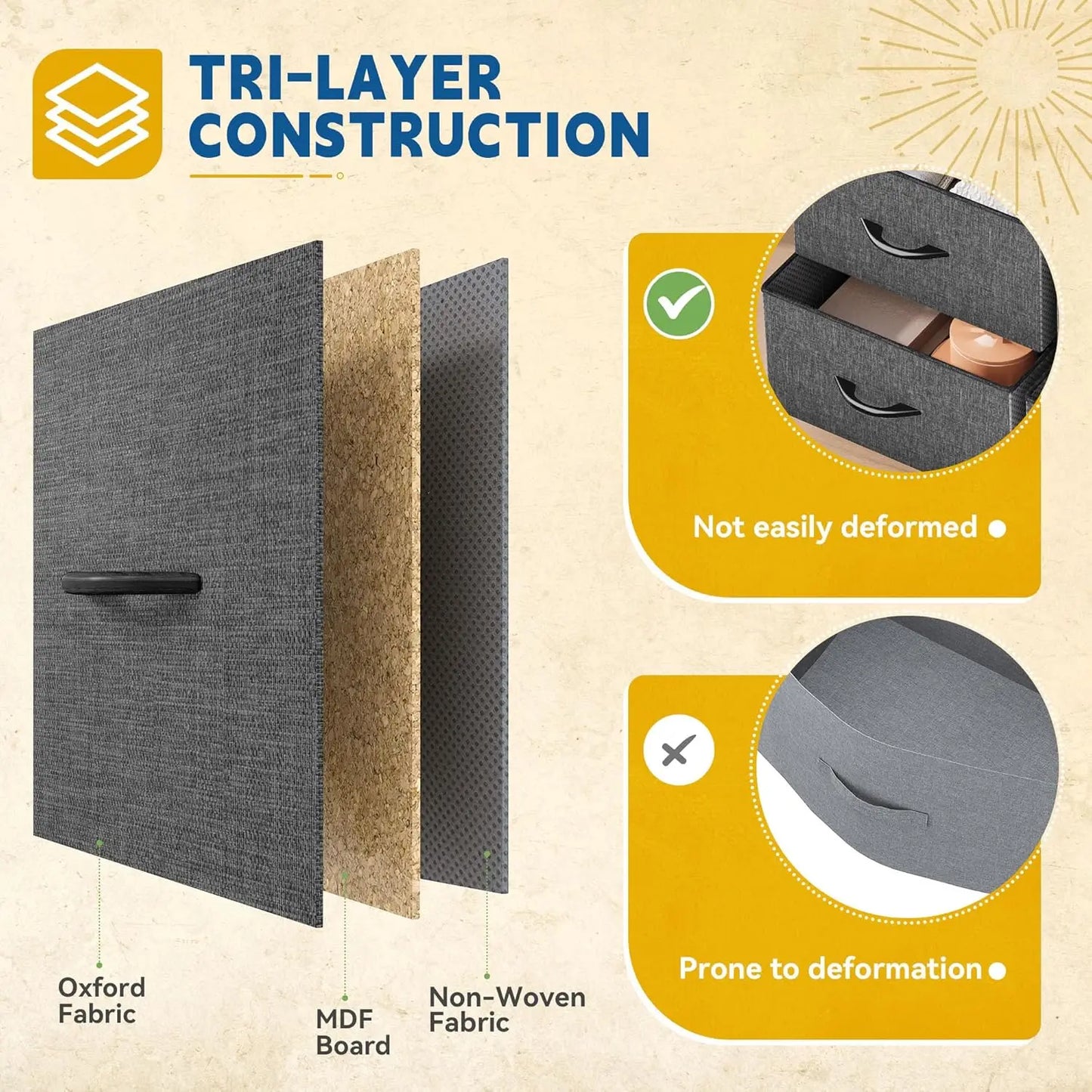 Eight Drawer Fabric Dresser For Bedroom And Living Room Storage