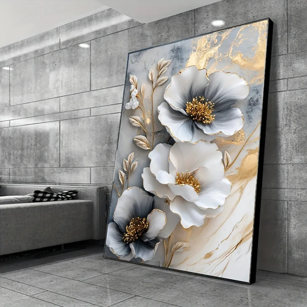 Hign-Concerned Floral Canvas Mural Framed Painting Wall Art
