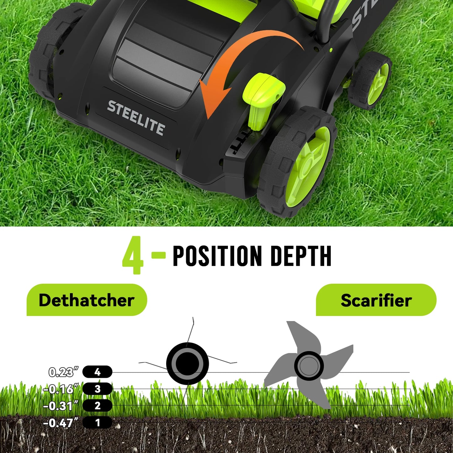Deli 2-In-1 Electric Dethatcher And Scarifier 12-Amp Lawn Tool