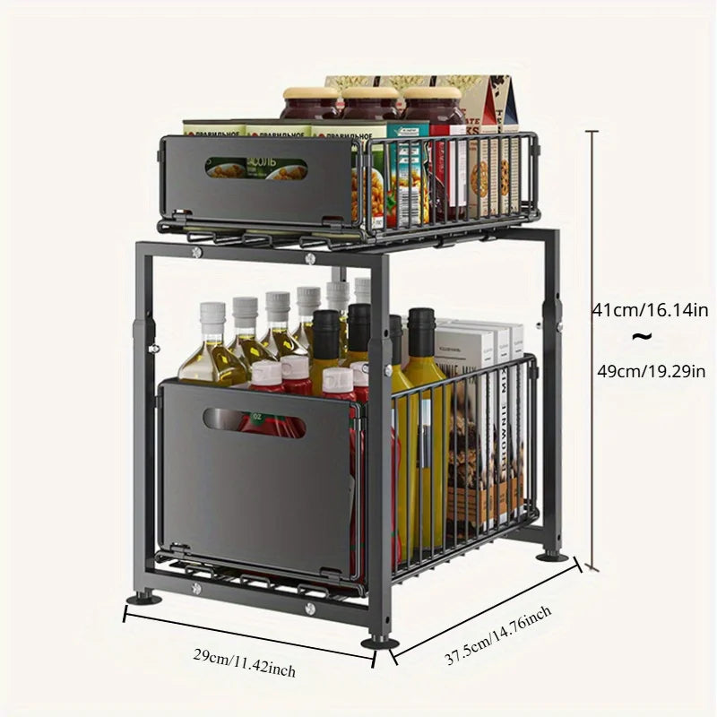 AEHOME Two Tier Slide Out Cabinet Organizer Under Sink