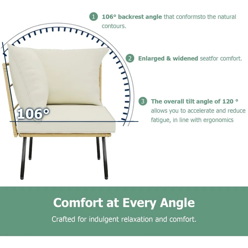 Hign-concerned Wicker 4 Piece Patio Set Outdoor Boho