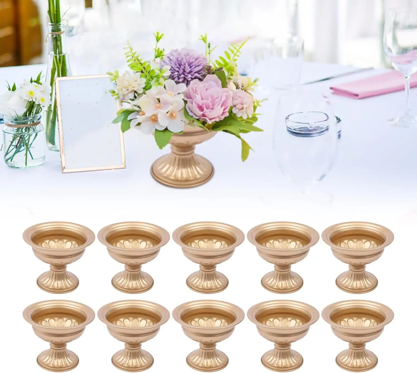 Hign-concerned Gold Flower Vases Set for Wedding Centerpiece