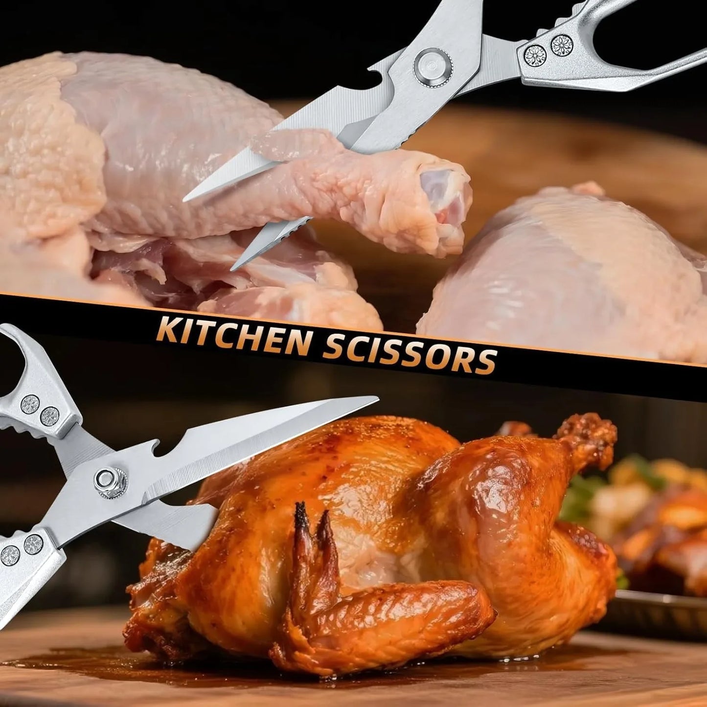 Kitchen Scissors Heavy Duty Stainless Steel Shears Non Slip Handle