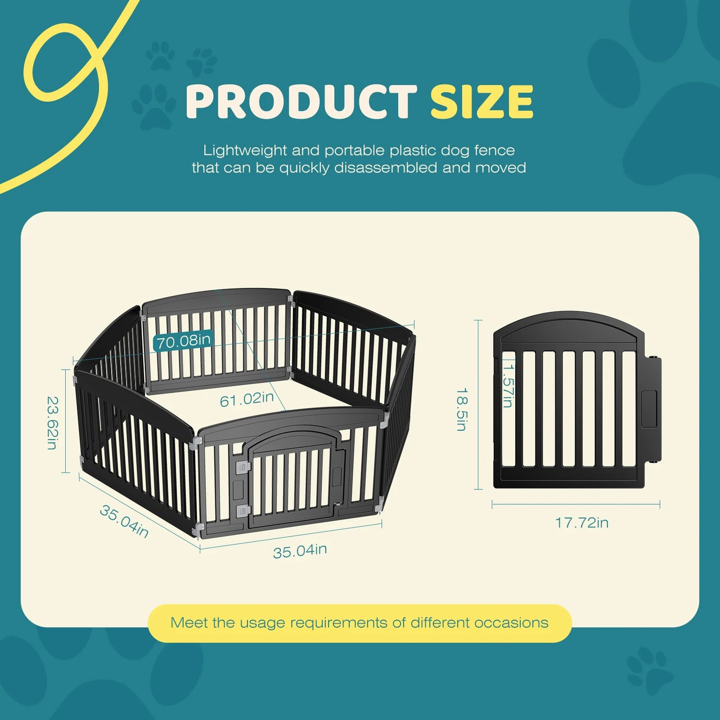 JHK Plastic Dog Playpen Expandable Indoor Outdoor Fence