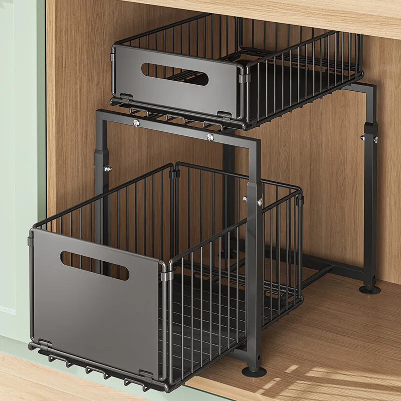 AEHOME Two Tier Slide Out Cabinet Organizer Under Sink