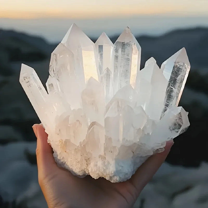 CrystalHola Clear Quartz Crystal Cluster Healing Stone Ornament Gift