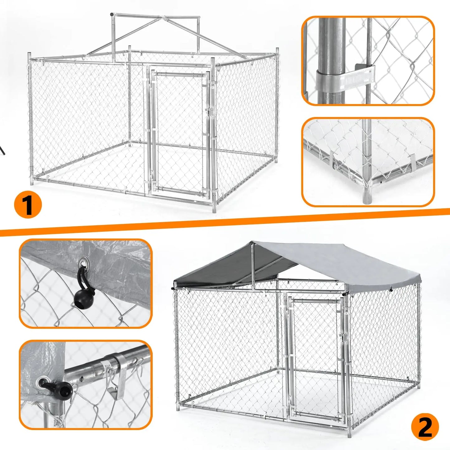 HiMISS Heavy Duty Metal Dog Kennel With Waterproof UV Cover