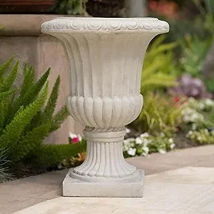26" Large Urn Planters for Outdoor Plants - Versatile Indoor/Outdoor Garden Planter Urns Flower Pots with Antique Green Magnesiu