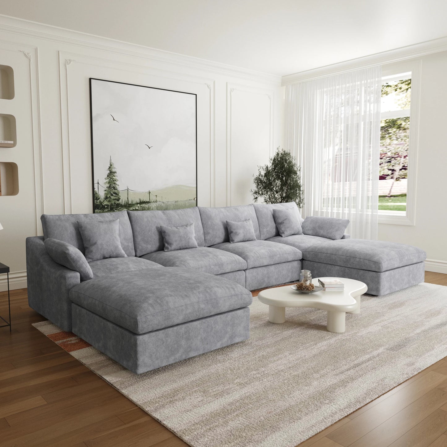Sdorens Upholstered Premium Contemporary Sectional Sofa Living Room Ushaped Couch