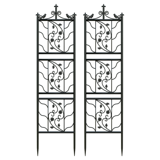 Hign Concerned Metal Garden Trellis 2 Pack Bird Leaf Grid