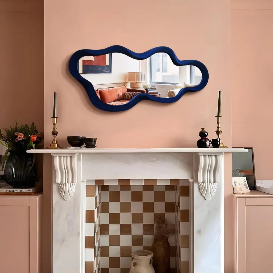 Whimsical Cloud Wall Mirror With Soft Flocking Finish