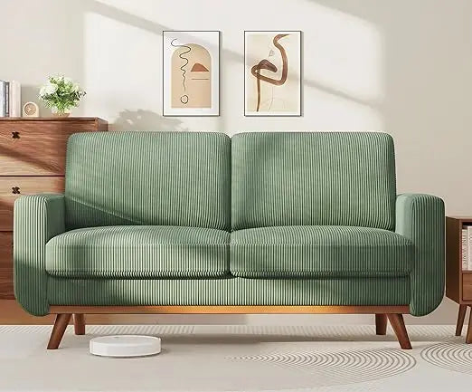 Vesgantti Loveseat Sofa With Corduroy Cushion And Solid Wood Frame