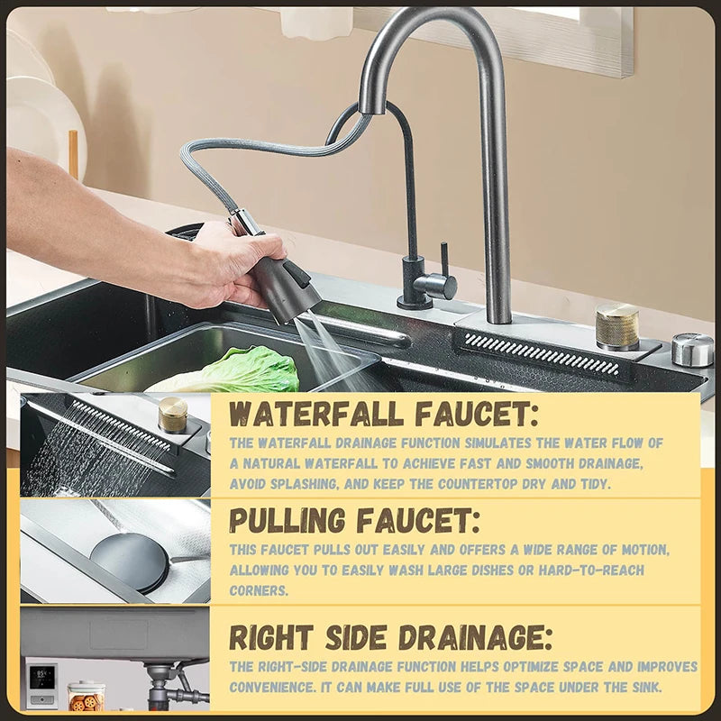 Rozin Stainless Steel Kitchen Sink With Faucet Soap Dispenser