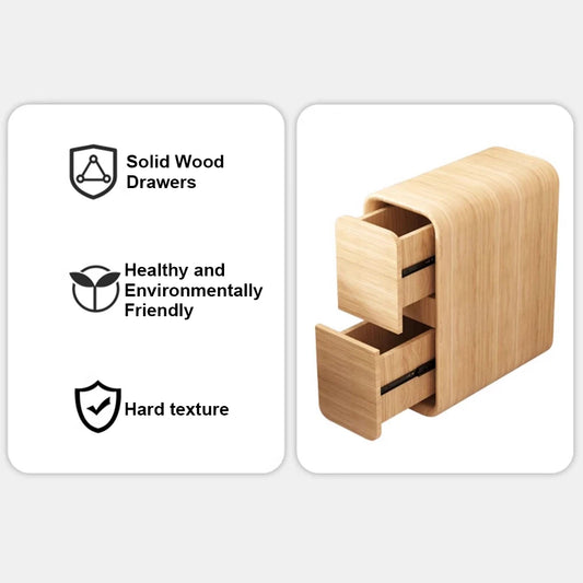 Shunmaii Solid Wood Nightstand With Drawers Leather Surface