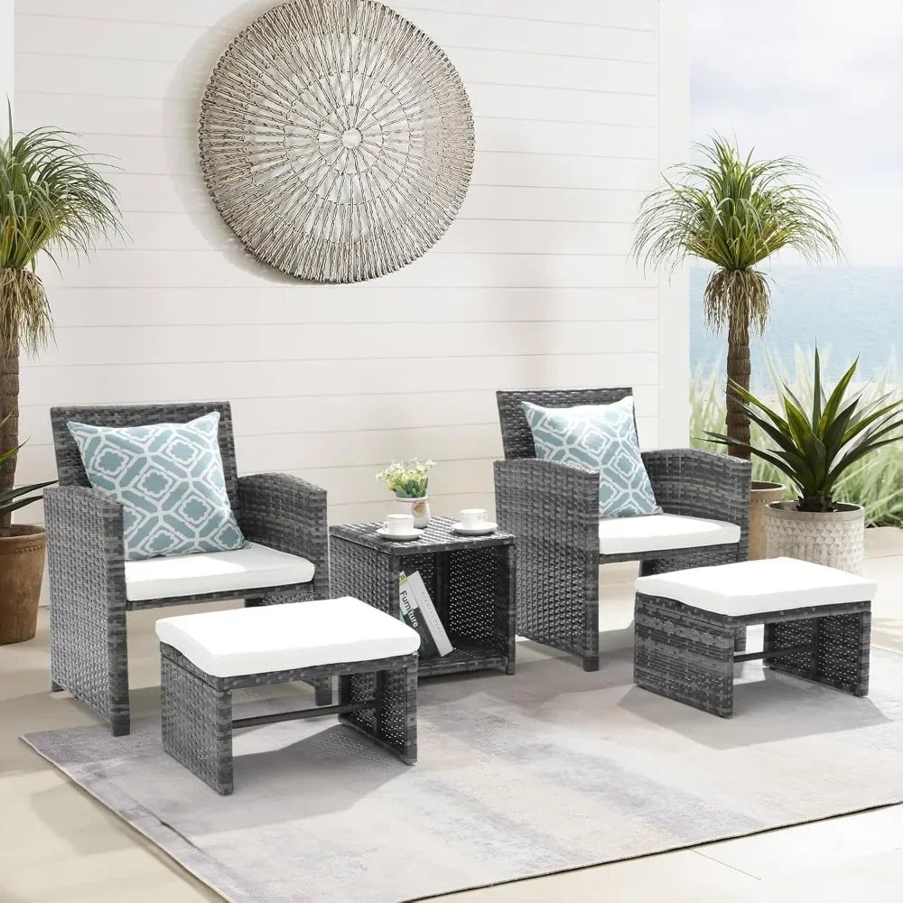 Guangbai 5 Piece Patio Furniture Set Wicker Outdoor