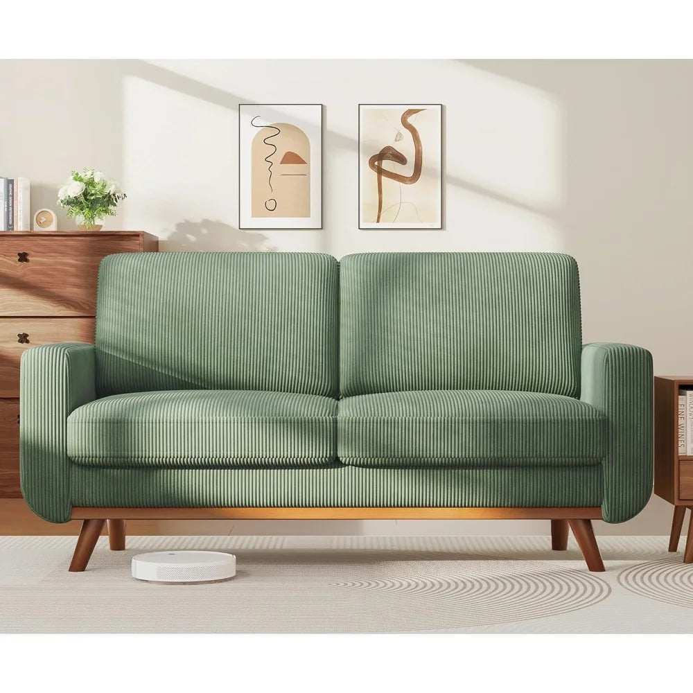 Vesgantti Loveseat Sofa With Corduroy Cushion And Solid Wood Frame
