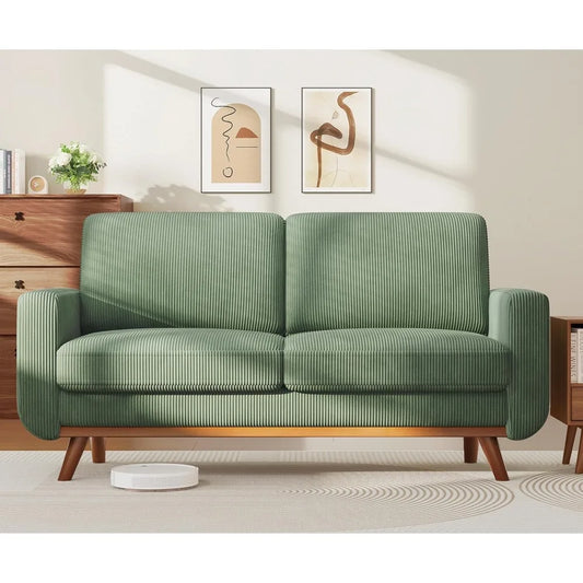 Vesgantti Loveseat Sofa With Corduroy Cushion And Solid Wood Frame
