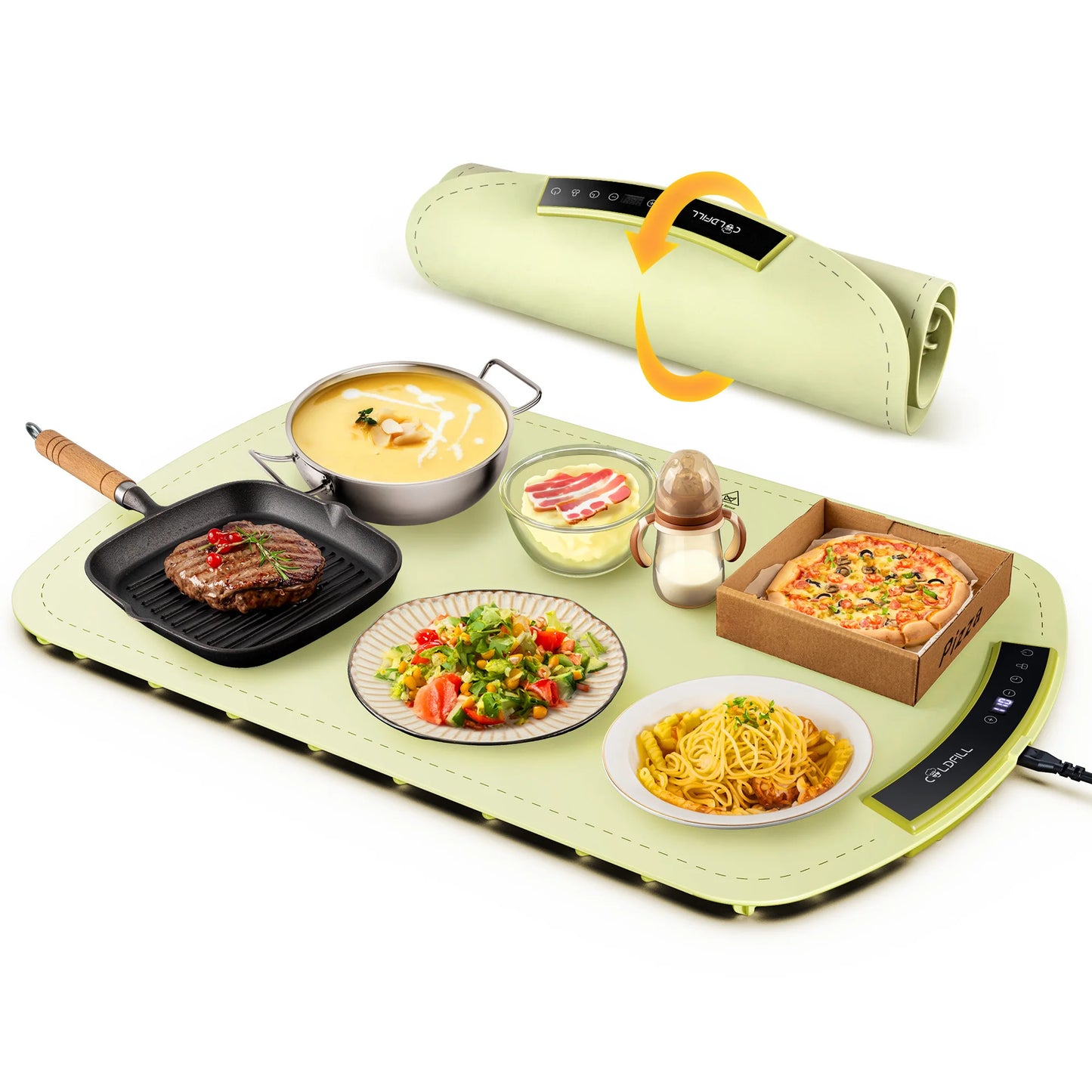 Electric Warming Tray With 8 Temperature Settings Portable Foldable