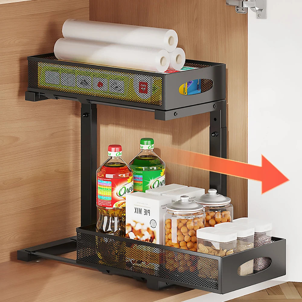 TWISTER.CK Under Sink Organizer 2 Tier Pull Out Shelf