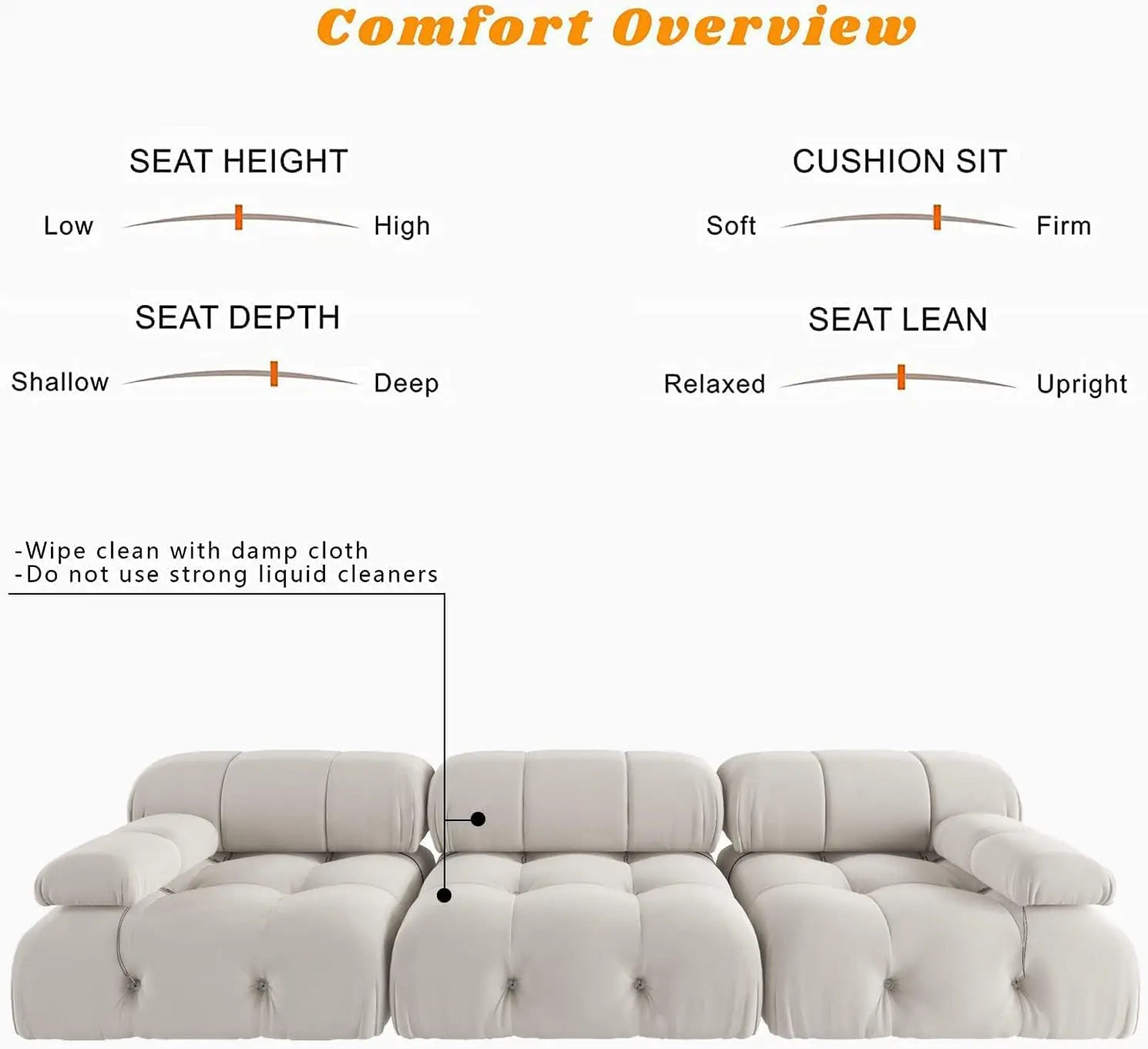 Sdorens Minimalist Velvet Modular Sectional Sofa Set 3 Seats