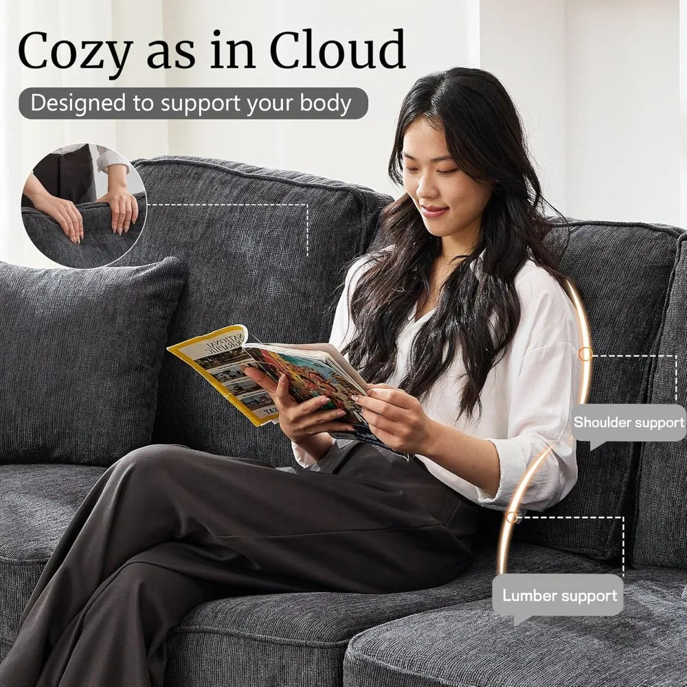 MKDK Cloud Sofa Modern Chenile 3 Seat Living Room Couch