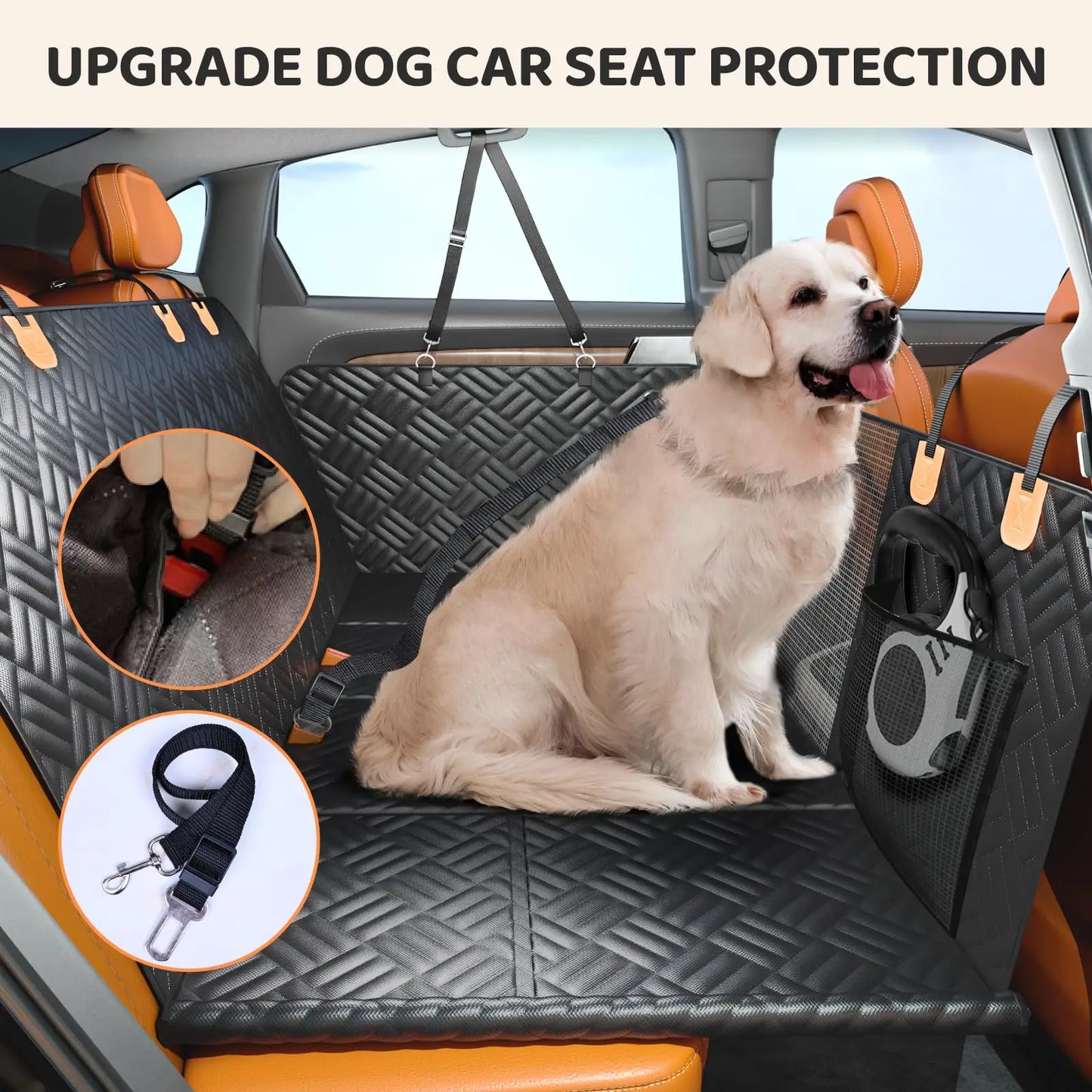 NONECN Car Rear Seat Dog Cover Hammock 400 Pound Extender