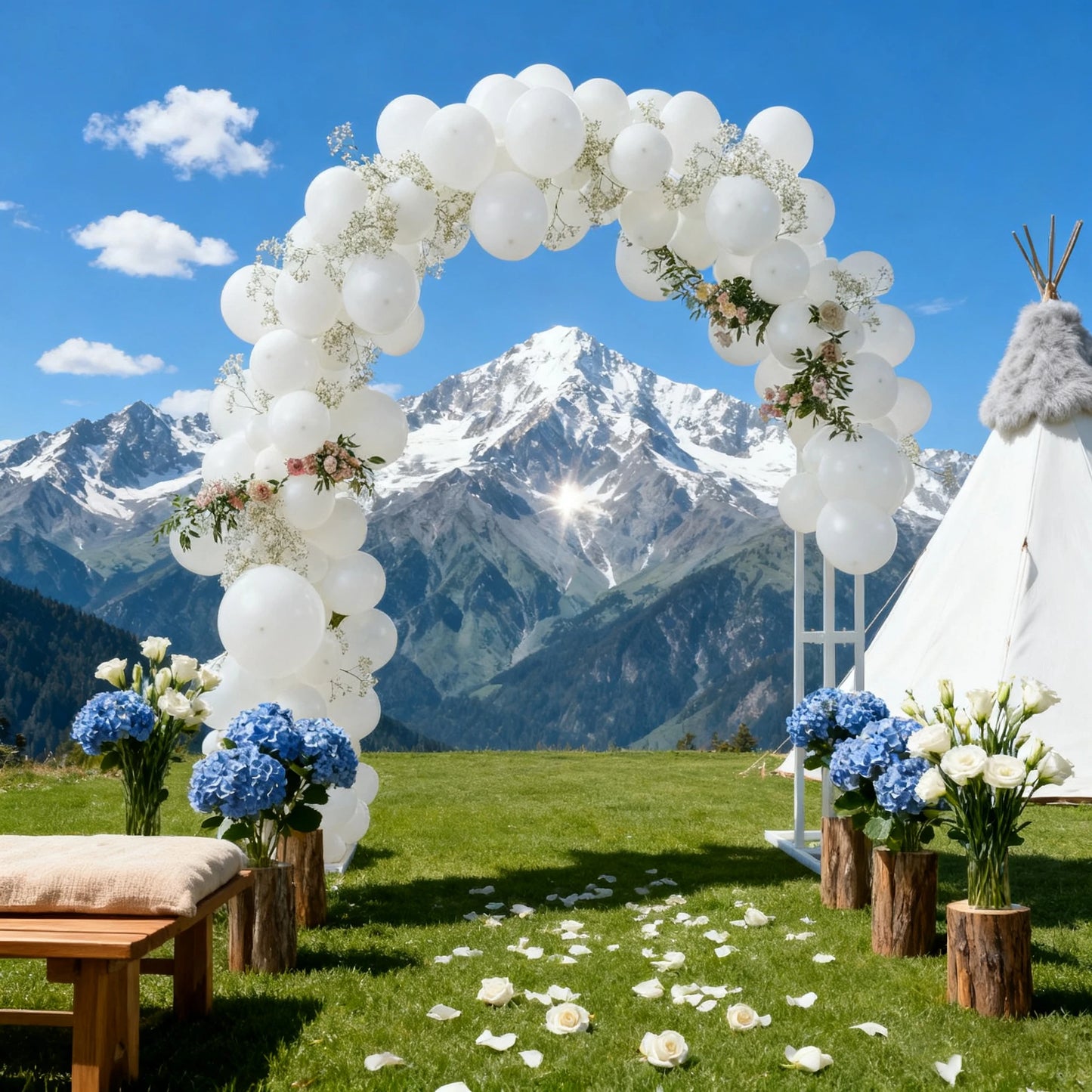 Wedding Arch Stand With Balloon Backdrop 3 Layer Metal Frame