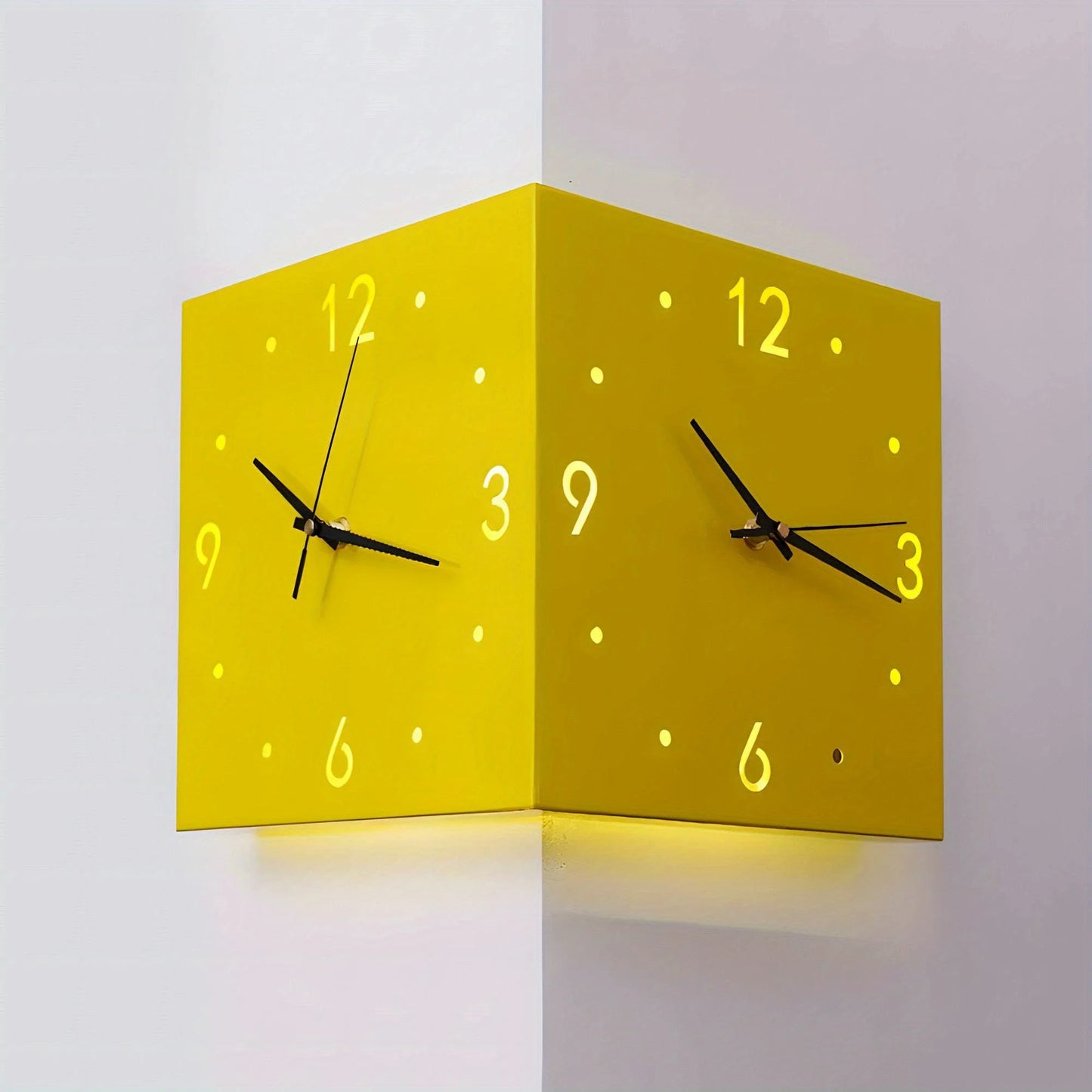 Corner Modern Luminous Double Sided Wall Clock Quartz Mute