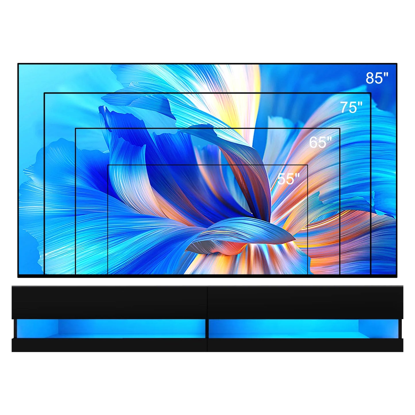 QiaoShiRen Floating TV Stand LED Wall Mount With Power Outlets