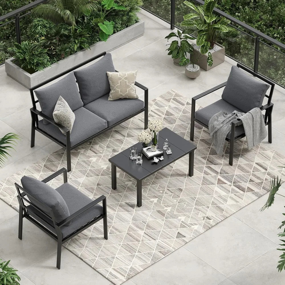Angduo 4 Piece Patio Furniture Set With Coffee Table