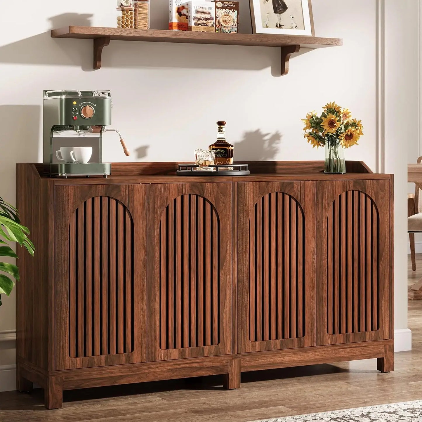 Little Tree Farmhouse Buffet Cabinet With Doors And Shelves