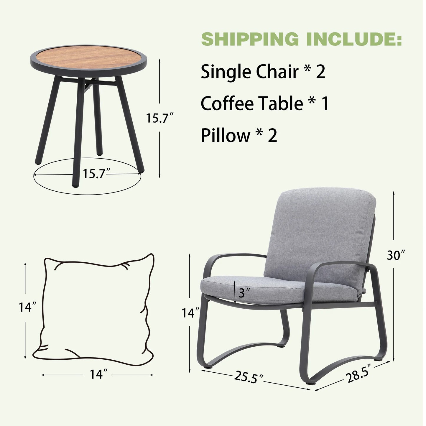 Naga Bahna 3 Piece Rocking Bistro Set Wicker Patio Outdoor