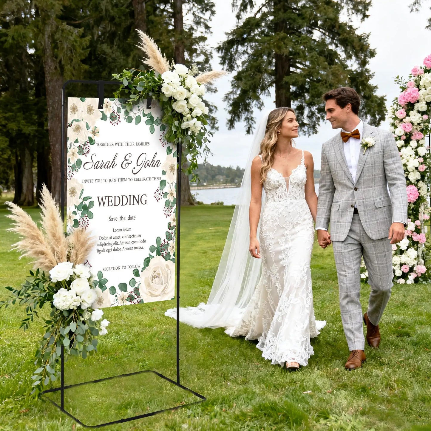 HiMISSCN Adjustable Metal Welcome Sign Easel Holder for Weddings