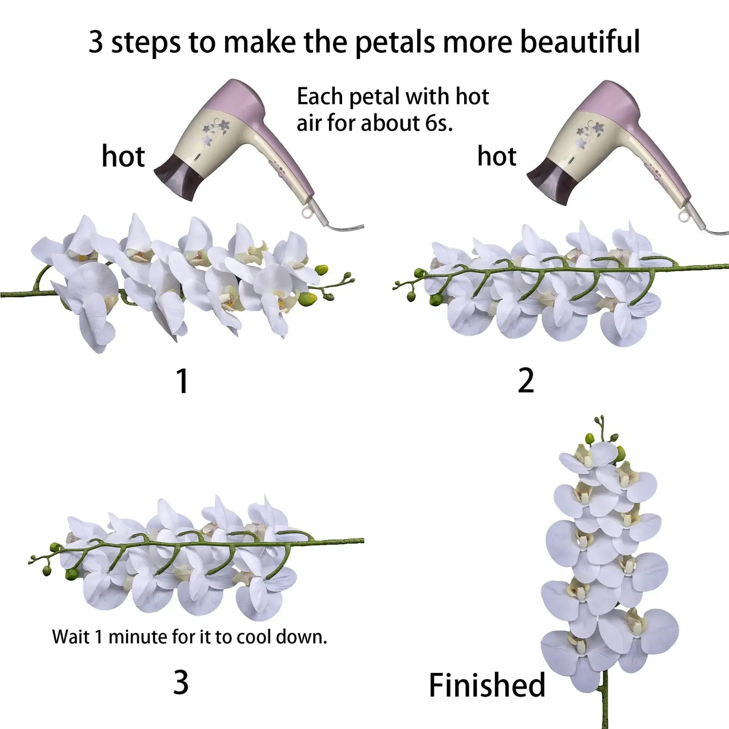 Artificial Phalaenopsis Orchid Branches Real Touch for Arrangements Wedding