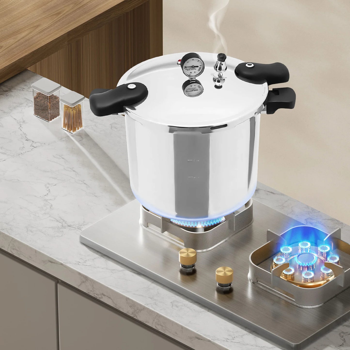 22L Thickened Explosion Proof Pressure Cooker With Gauge And Safety Valve